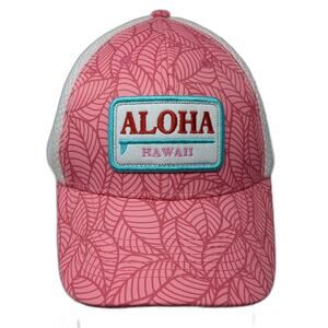 Aloha Hawaii Snapback Trucker Hat Pink OS Adjustable Mesh Back Fashion Code